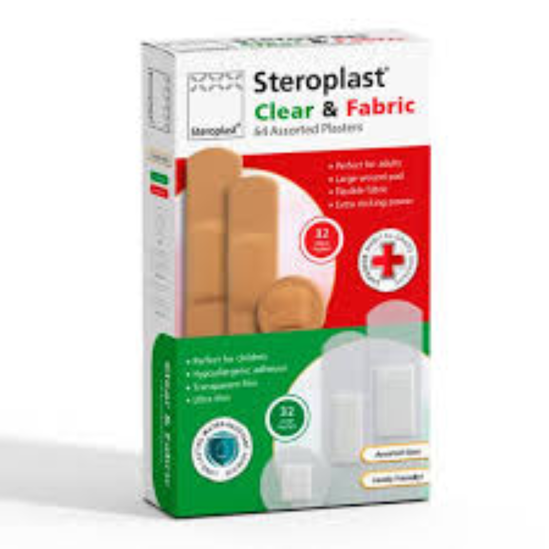 STEROPLAST CLEAR N FABRIC PLASTER 64'S